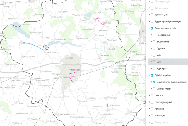 Planlagte cykelstier i Ringsted Kommune
